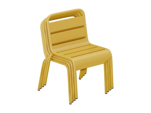 (x7) stapelbare metalen tuinstoelen voor kinderen - mosterdgeel - afbeelding 4 van  6