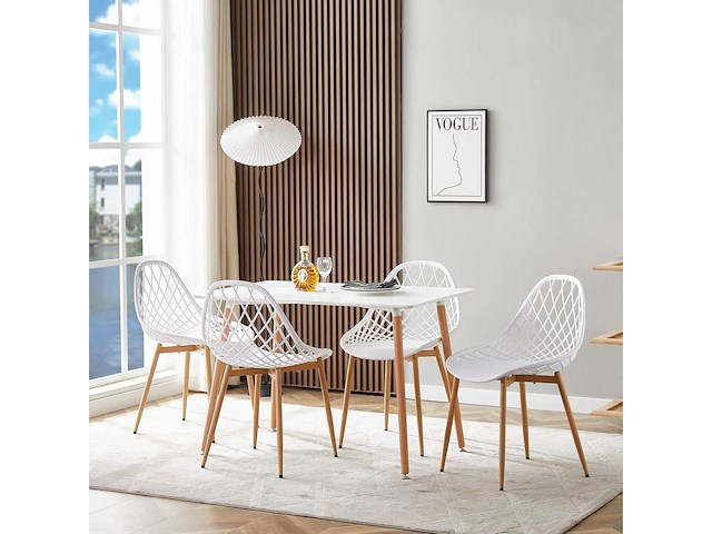 (x8 mix) scandinavische eetstoelen met metalen poten - afbeelding 1 van  3