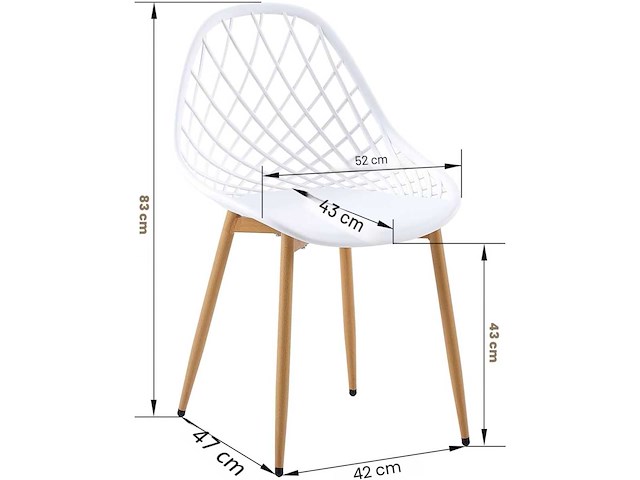 (x8 mix) scandinavische eetstoelen met metalen poten - afbeelding 2 van  3