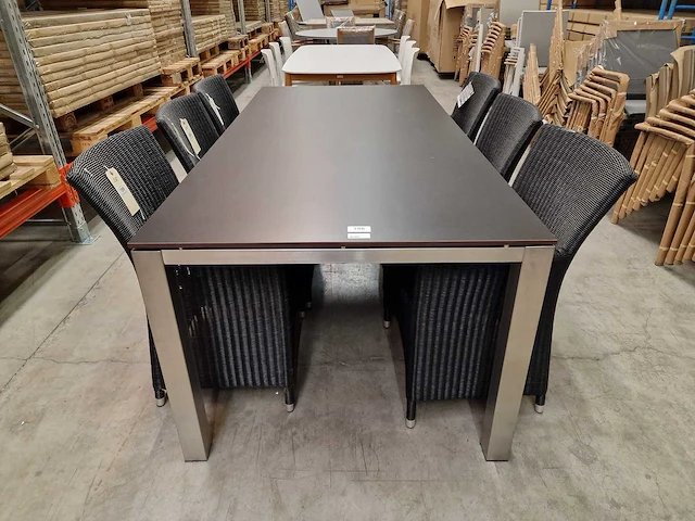 Xclusiv inox tuintafel scorpion 210 x 100cm + hpl blad zwart - afbeelding 1 van  4