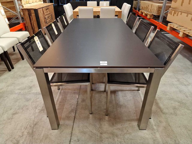 Xclusiv inox tuintafel scorpion 210 x 100cm + hpl blad zwart - afbeelding 2 van  4