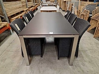Xclusiv inox tuintafel scorpion 210 x 100cm + hpl blad zwart
