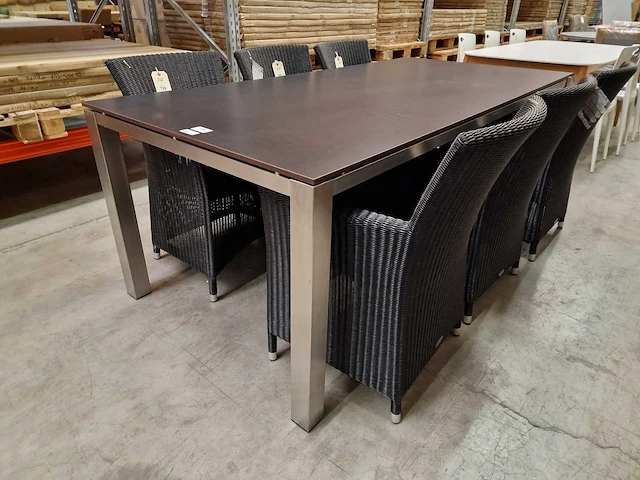 Xclusiv inox tuintafel scorpion 210 x 100cm + hpl blad zwart - afbeelding 2 van  4