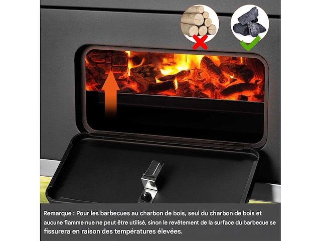 Xl houtskoolgrill, bbq-kar, xl houtskoolgrill met deksel - afbeelding 7 van  10