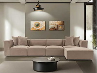 Xxl modulaire hoekbank cappuccino in linnen 430 cm - rechts - afbeelding 1 van  18