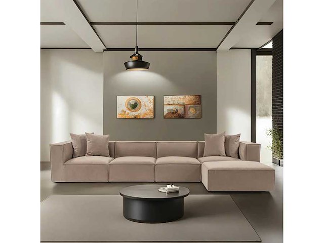 Xxl modulaire hoekbank cappuccino in linnen 430 cm - rechts - afbeelding 11 van  18