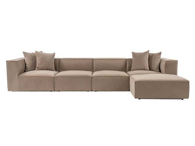 Xxl modulaire hoekbank cappuccino in linnen 430 cm - rechts - afbeelding 12 van  18