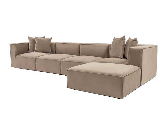 Xxl modulaire hoekbank cappuccino in linnen 430 cm - rechts - afbeelding 14 van  18