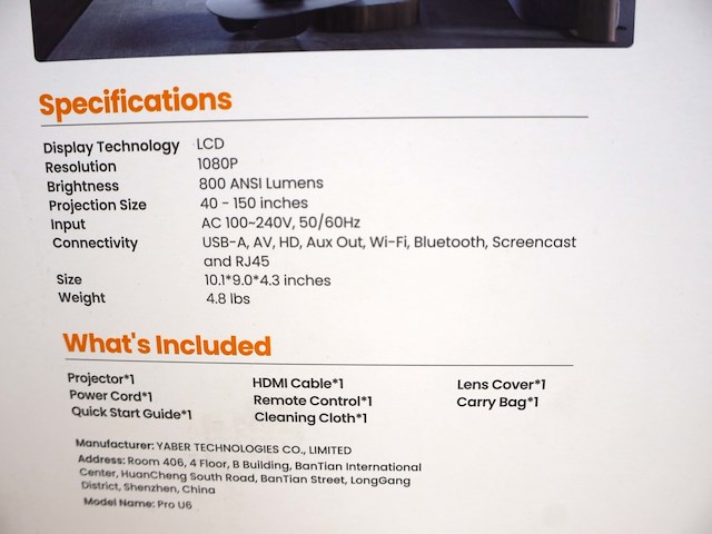 Yaber projector - afbeelding 3 van  4