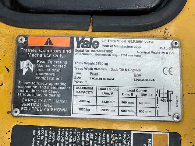 Yale - 2005 - glp20rf - vorkheftruck - afbeelding 48 van  49