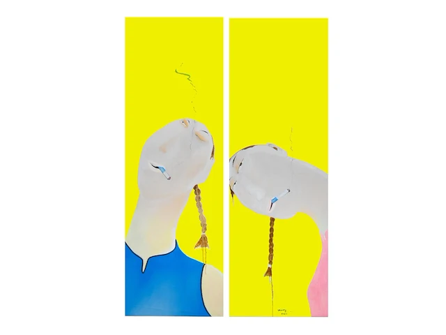 Yan yu (1964), a series of two portraits of 'smoker i' and 'smoker ii', oil on canvas 49 x 149 cm. (19.28 x 58.65 in.), frame: 66 x 167 cm. (25.98 x 65 3/4 in.) - afbeelding 1 van  7