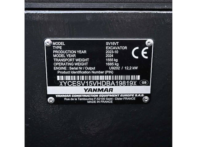 Yanmar - 2023 - sv15vt - minigraafmachine - afbeelding 5 van  22