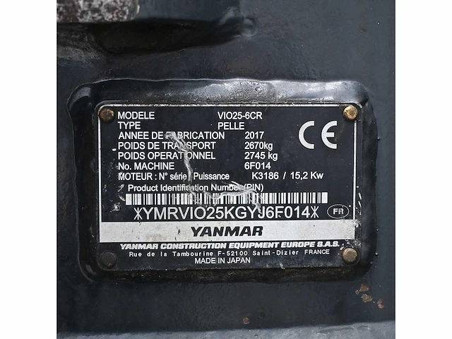Yanmar vio25-6 diesel rupsgraafmachine - afbeelding 14 van  20