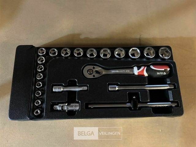 Yato doppenset met ratel - opname 3/8 - 22-delig - afbeelding 3 van  4