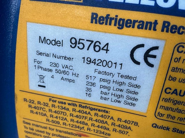 Yellow jacket 95764 koudemiddelterugwinningsmachine (2x) - afbeelding 6 van  6