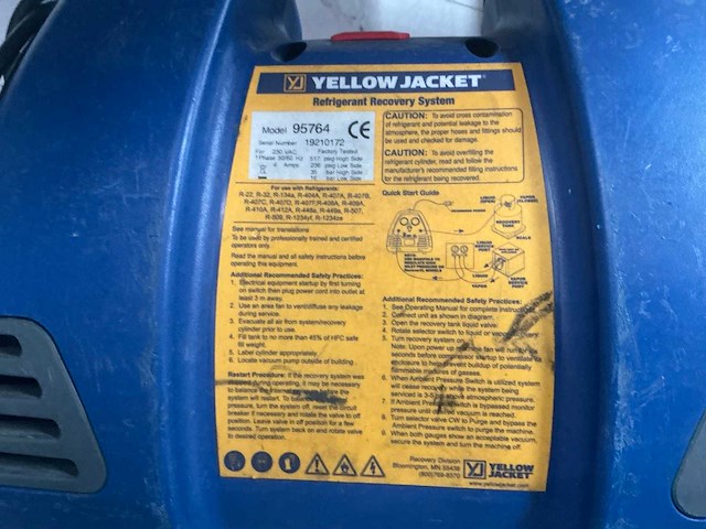 Yellow jacket recover xlt2-ap koudemiddelterugwinningsmachine - afbeelding 4 van  5