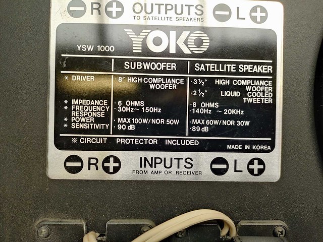 Yoko - ysw 1000 - speaker system - afbeelding 5 van  5