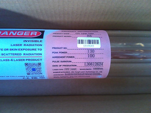 Yongli h4 100w co2 laserbuis voor lasergraveer- en snijmachines - afbeelding 2 van  3
