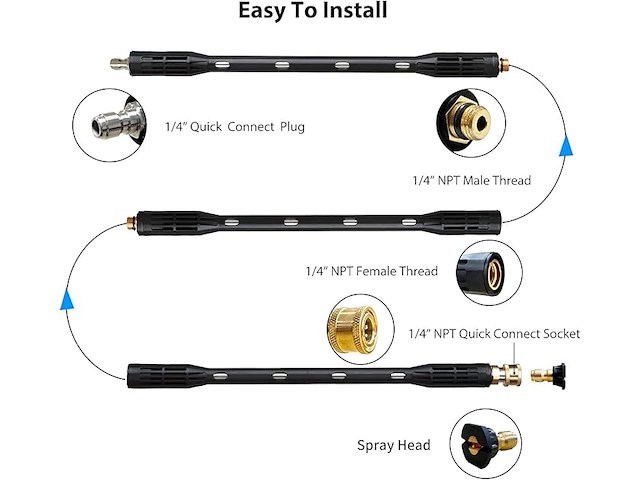 Yuet hogedrukreiniger verlengstaaf (9 stuks) - afbeelding 3 van  6