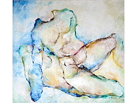 Yvonne simons - verstrengelde naaktfiguren - olie op doek - 108x118 cm - 1977 - afbeelding 3 van  10