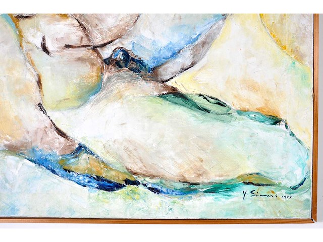 Yvonne simons - verstrengelde naaktfiguren - olie op doek - 108x118 cm - 1977 - afbeelding 4 van  10