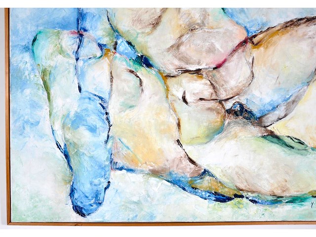 Yvonne simons - verstrengelde naaktfiguren - olie op doek - 108x118 cm - 1977 - afbeelding 5 van  10