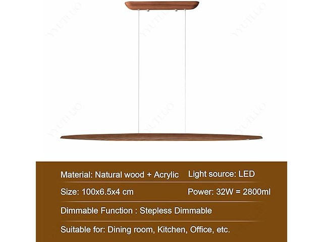 Yyutluo led houten hanglamp voor eettafel - afbeelding 2 van  5