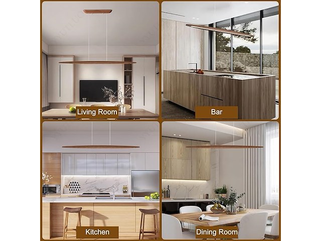 Yyutluo led houten hanglamp voor eettafel - afbeelding 3 van  5