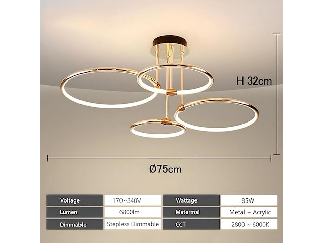 Yyutluo led-plafondlamp - afbeelding 2 van  3