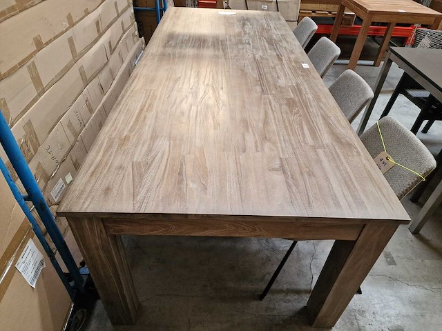 Zago teak interieurtafel greywash 240 x 100cm met blokpoten - afbeelding 2 van  4