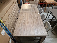 Zago teak interieurtafel greywash 240 x 100cm met blokpoten - afbeelding 4 van  4