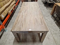 Zago teak interieurtafel greywash 240 x 100cm met blokpoten - afbeelding 3 van  4