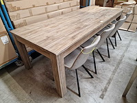 Zago teak interieurtafel greywash 240 x 100cm met blokpoten - afbeelding 1 van  4