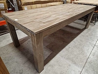 Zago teak interieurtafel greywash 240 x 100cm met blokpoten