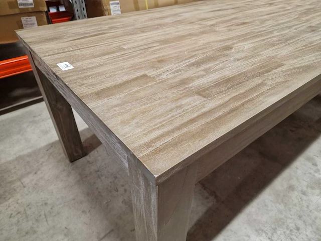 Zago teak interieurtafel greywash 240 x 100cm met blokpoten - afbeelding 4 van  4