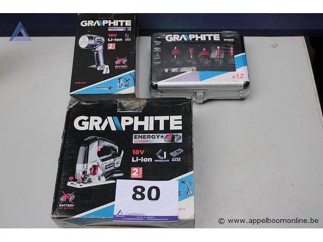 Zaklamp - graphite - 58g007 decoupeerzaag - graphite - 18v li-ion toebehoren - graphite - set van 12 frezen 57h210 - afbeelding 1 van  4