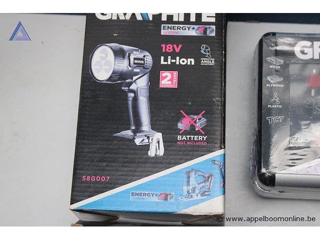 Zaklamp - graphite - 58g007 decoupeerzaag - graphite - 18v li-ion toebehoren - graphite - set van 12 frezen 57h210 - afbeelding 3 van  4