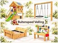 Zandbakken, mud kitchens, schommels en speeltoestellen