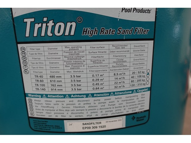 Zandfilter pentair - afbeelding 6 van  6