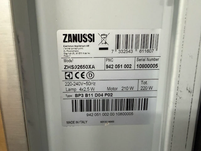 Zanussi eilanddampkap - afbeelding 5 van  9