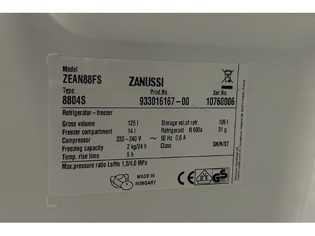 Zanussi koelkast met vriesvak - afbeelding 6 van  6