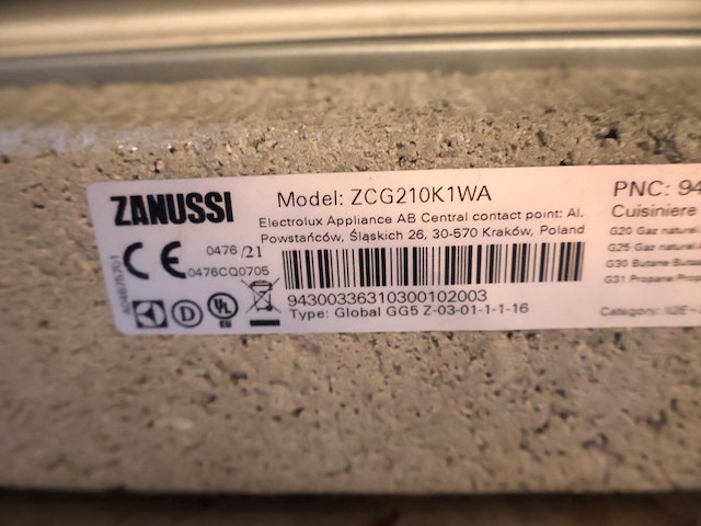 Zanussi oven met kookplaat gas - afbeelding 11 van  12