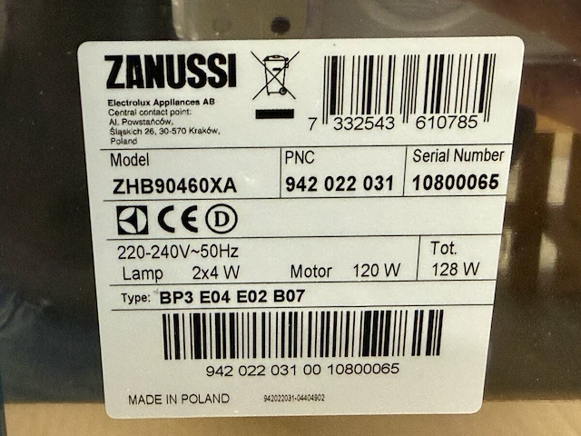 Zanussi wanddampkap - afbeelding 4 van  7