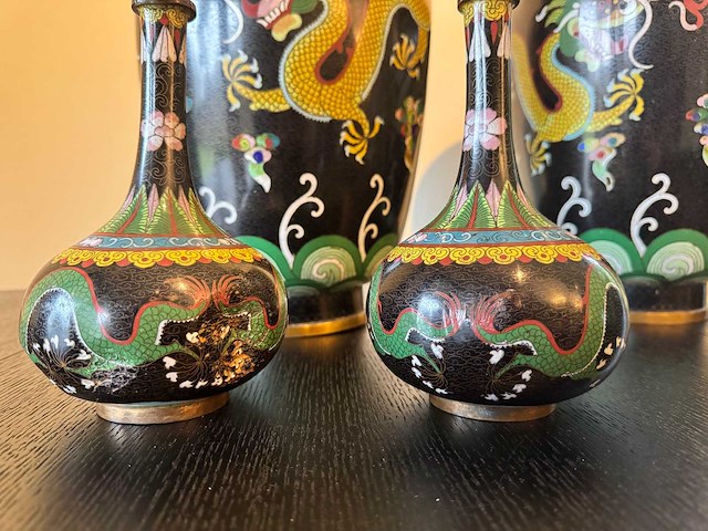 Zeer groot chinees set cloisonné emaille kunst - afbeelding 6 van  20