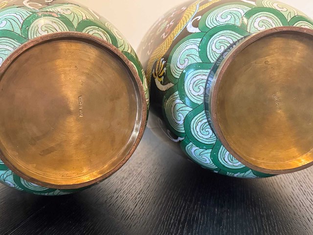 Zeer groot chinees set cloisonné emaille kunst - afbeelding 8 van  20