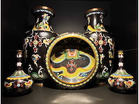 Zeer groot chinees set cloisonné emaille kunst - afbeelding 10 van  20