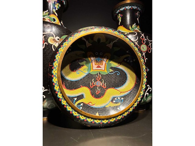 Zeer groot chinees set cloisonné emaille kunst - afbeelding 13 van  20