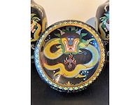 Zeer groot chinees set cloisonné emaille kunst - afbeelding 16 van  20