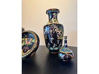 Zeer groot chinees set cloisonné emaille kunst - afbeelding 17 van  20