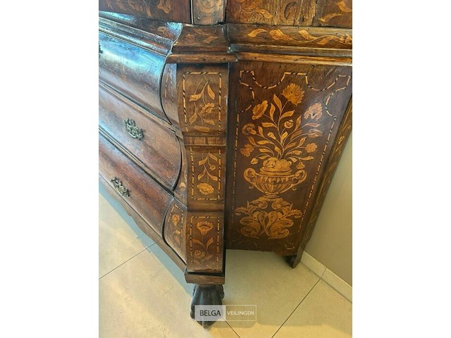 Zeer uitzonderlijke vitrinekast van hollandse maraichere e - afbeelding 6 van  7